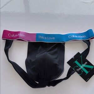 Calvin Klein Black Jockstrap with Multicolor Waistband size L